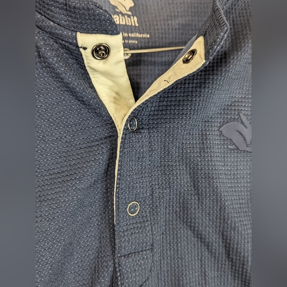 Rabbit Running Men's Large Blue Henley Thermal Long Sleeve Snap Front - Picture 3 of 9